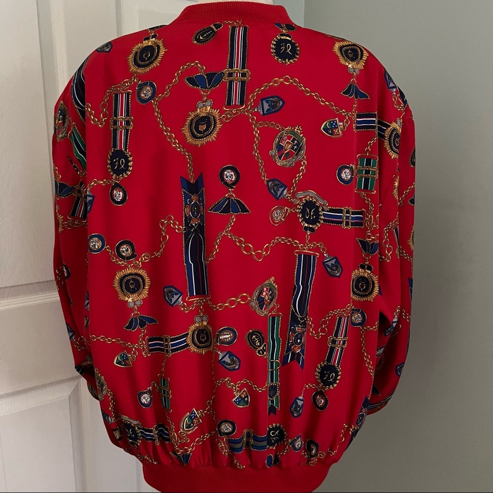 Alfred Dunner Vintage Silky Polyester Zip Up Jacket Shoulder Pads Size 18 - Picture 9 of 16